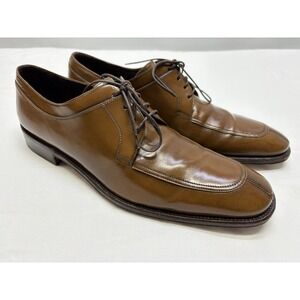 Salvatore Ferragamo Lavorazione Caramel Brown Leather Split-Toe Oxford Men's 8D